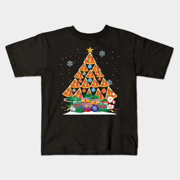 Pizza christmas tree funny pizza lovers christmas gift Kids T-Shirt by DODG99